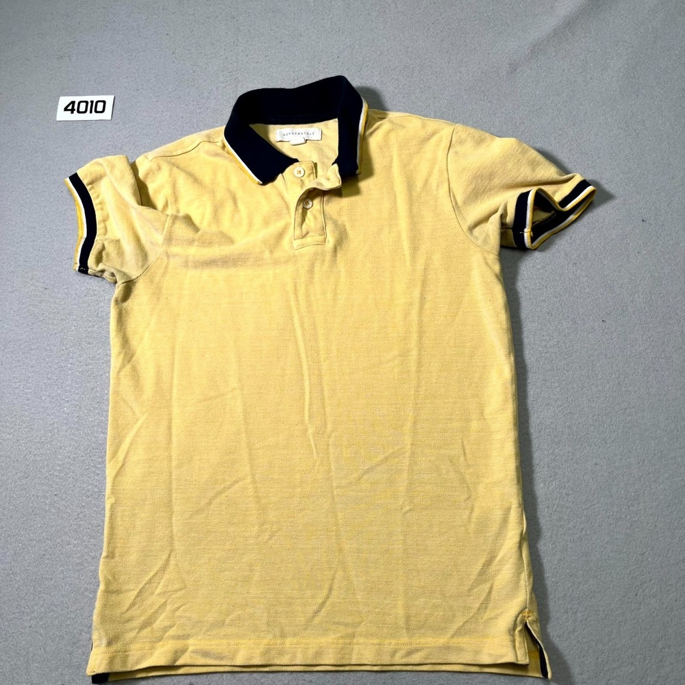 Aeropostale Performance Polo Shirt Men Medium Beige Cotton Side Slit Golf Tennis
